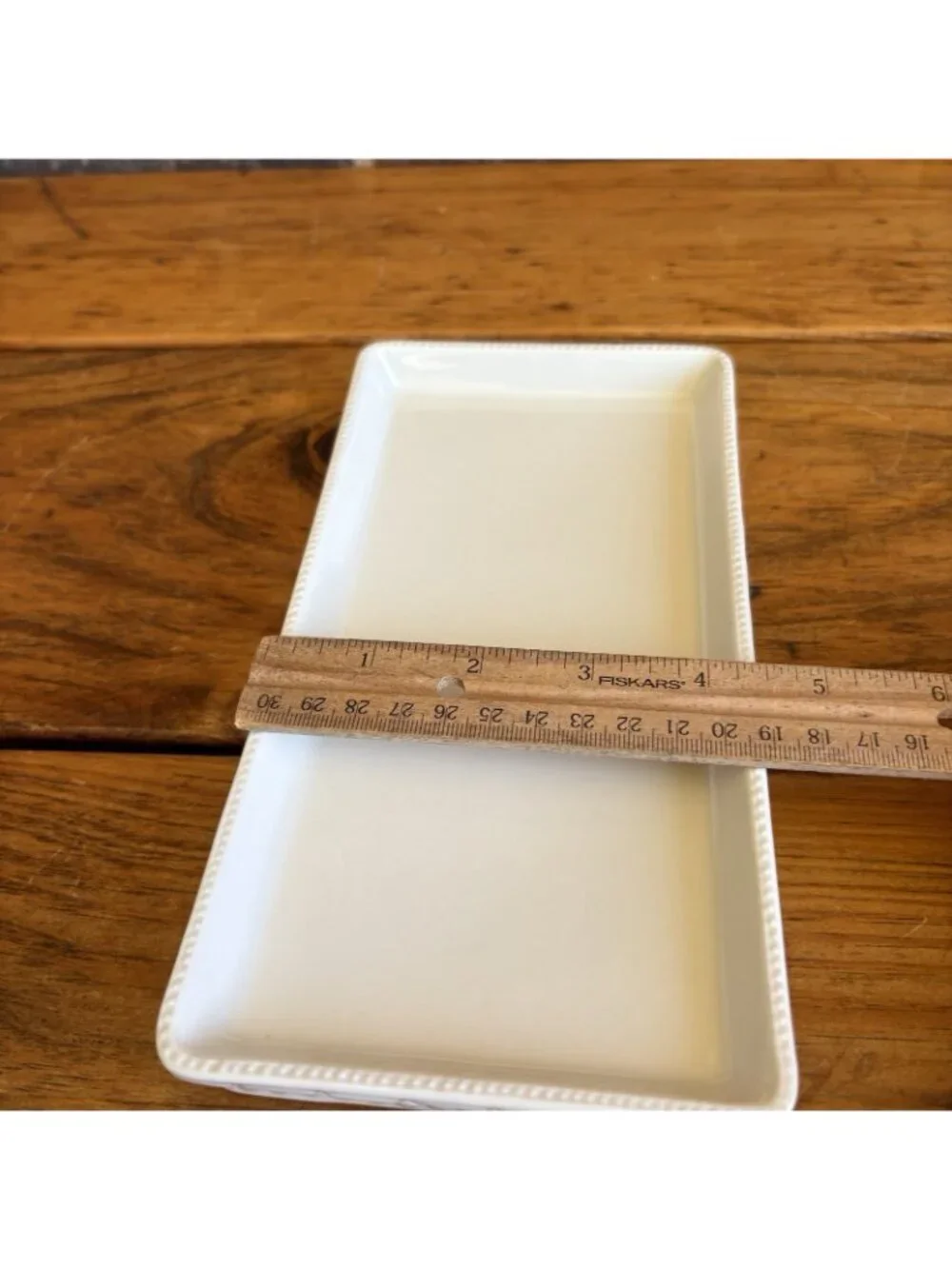 Kassatex Santorini Vanity Tray Dresser Tray White Greek Key Porcelain